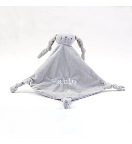 Canastilla Manta Personalizada y Pijama y doudou personalizado gris
